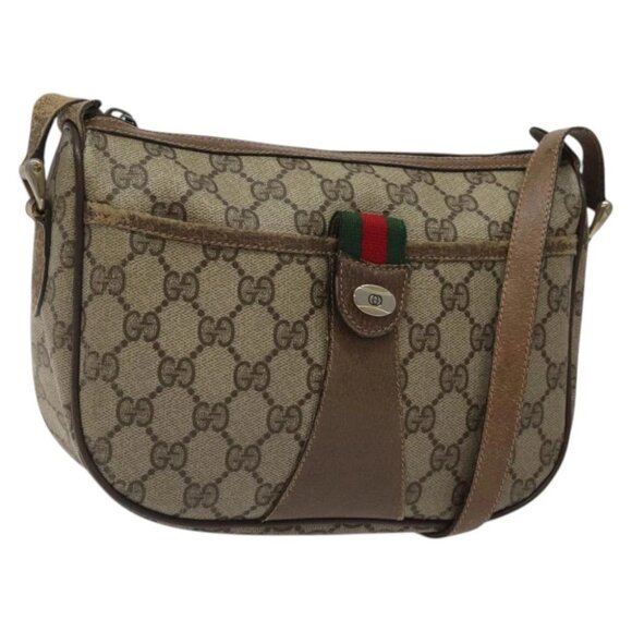 GUCCI GG Supreme Web Sherry Line Shoulder Bag PVC Beige - Picture 1 of 15